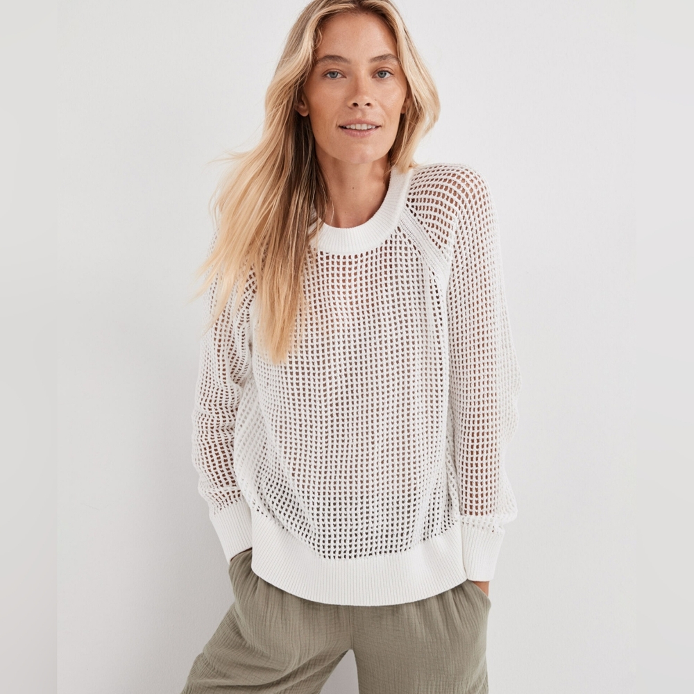 TALBOTS Organic Cotton Open Stitch Sweater